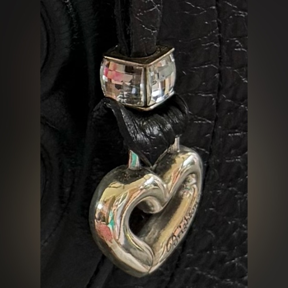 Brighton Lara Soft Tote Ferrara Collection Black Embossed Leather Tote/Crossbody - Picture 4 of 13